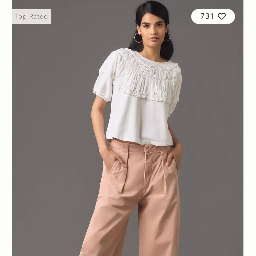 Anthropologie Tie-Backed Ruched Blouse